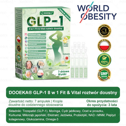 🍀🍀DOOEKA® GLP-1 8 w 1 Fit & Vital roztwór doustny – Raz dziennie, widoczne zmiany w ciągu 7 dni / W przypadku otyłości, zdrowia serca i układu krążenia, cukrzycy, bezdechu sennego, zdrowia jelit, problemów ze stawami i wielu innych